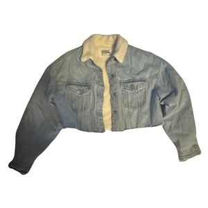 ZARA CROPPED DENIM FULLY FLEECE LINED JACKET